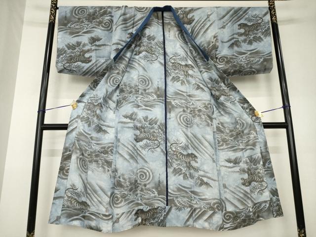 平和屋着物●男性　本場大島紬　アンサンブル　長襦袢(無双仕立て)セット　100亀甲　総詰め　正絹　逸品　AABK3128ck