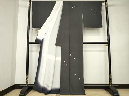 平和屋着物●訪問着　小花文　金彩　正絹　逸品　AABK3129ck