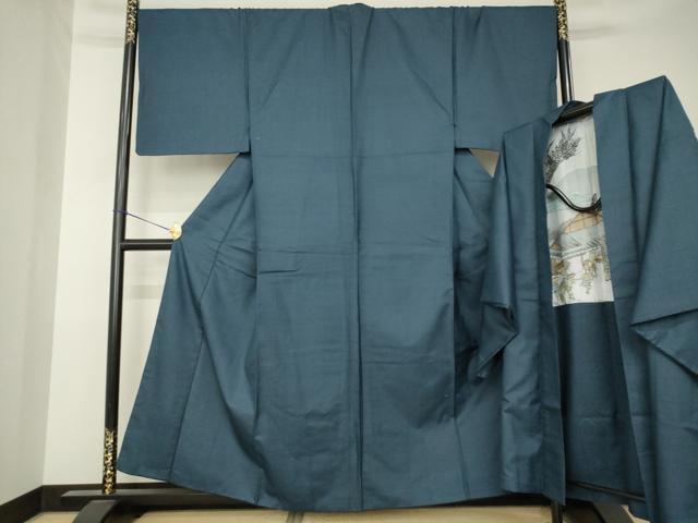 平和屋着物●男性　紬　アンサンブル　80亀甲　総詰め　正絹　逸品　AABK3130ck