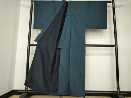 平和屋着物●男性　紬　アンサンブル　80亀甲　総詰め　正絹　逸品　AABK3130ck