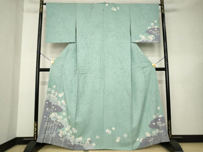平和屋着物●訪問着　雲重ね花文　金彩　正絹　逸品　AABK3131ck