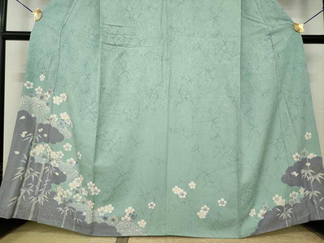 平和屋着物●訪問着　雲重ね花文　金彩　正絹　逸品　AABK3131ck