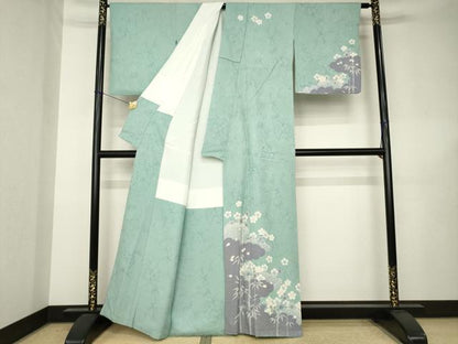 平和屋着物●訪問着　雲重ね花文　金彩　正絹　逸品　AABK3131ck