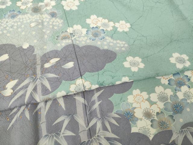 平和屋着物●訪問着　雲重ね花文　金彩　正絹　逸品　AABK3131ck