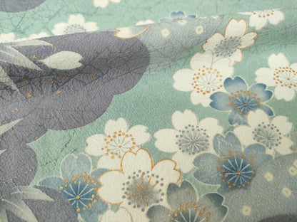 平和屋着物●訪問着　雲重ね花文　金彩　正絹　逸品　AABK3131ck