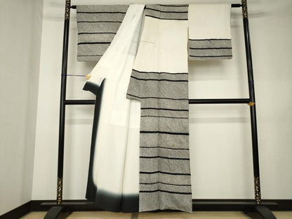 平和屋着物●本疋田絞り　訪問着　横段文　正絹　逸品　AABK3132ck