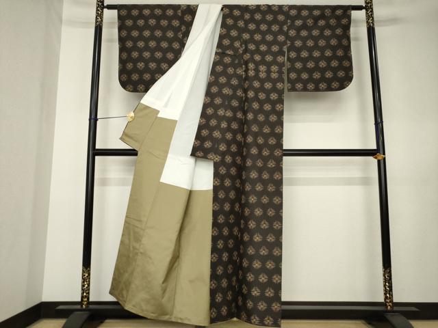平和屋着物●上質な紬　絣文様　正絹　逸品　未使用　AABK3133ck