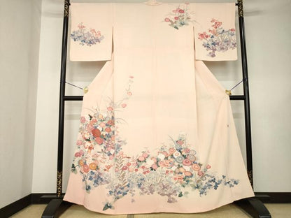 平和屋着物●訪問着　友禅　作家物　花鳥文　暈し染め　正絹　逸品　AABK3134ck