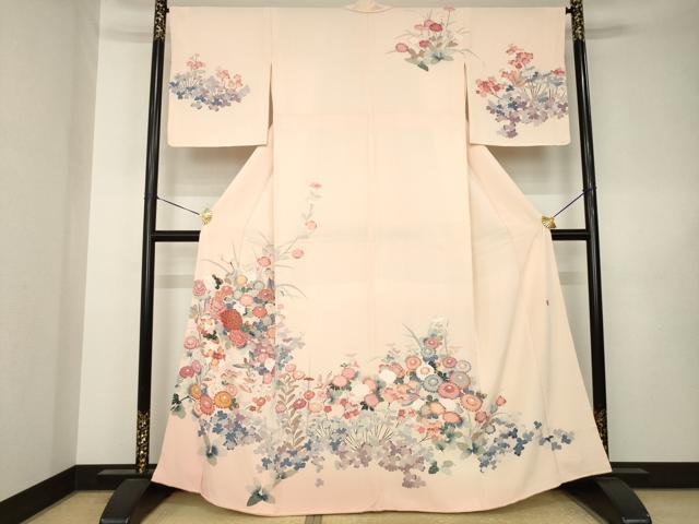 平和屋着物●訪問着　友禅　作家物　花鳥文　暈し染め　正絹　逸品　AABK3134ck