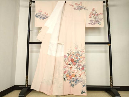 平和屋着物●訪問着　友禅　作家物　花鳥文　暈し染め　正絹　逸品　AABK3134ck