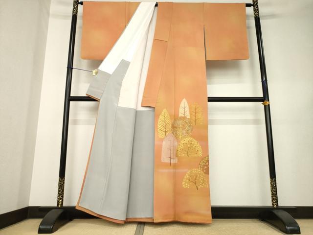 平和屋着物●人間国宝　福田喜三郎　色留袖　樹林文　暈し染め　正絹　逸品　AABK3136ck