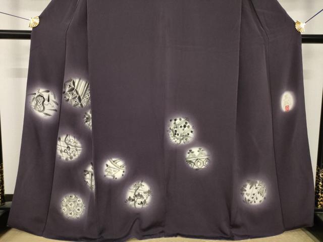 平和屋着物●洛楽人工房　(玉蟲染)　訪問着　成り物　ほたる暈し　鬼しぼ縮緬　正絹　逸品　AABK3137ck