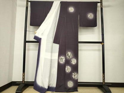 平和屋着物●洛楽人工房　(玉蟲染)　訪問着　成り物　ほたる暈し　鬼しぼ縮緬　正絹　逸品　AABK3137ck