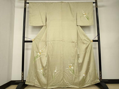 平和屋着物●訪問着　草花文　金彩　正絹　逸品　AABK3141ck