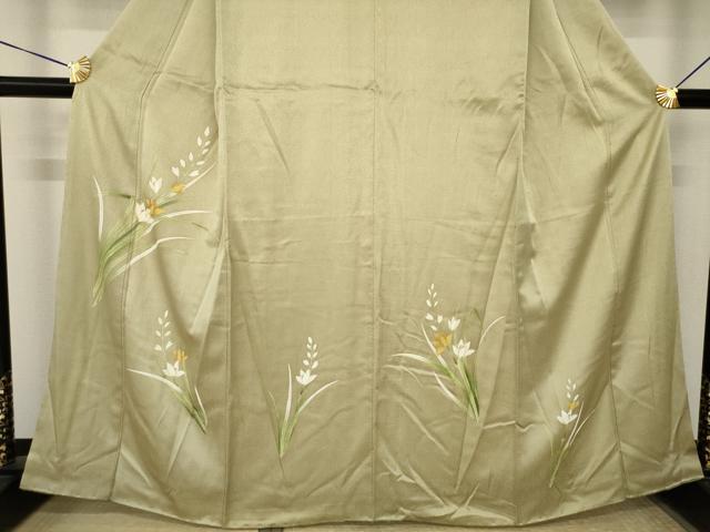 平和屋着物●訪問着　草花文　金彩　正絹　逸品　AABK3141ck