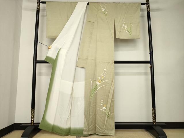 平和屋着物●訪問着　草花文　金彩　正絹　逸品　AABK3141ck