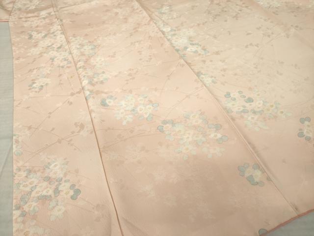 平和屋着物●上質な小紋　草花文　地紋起こし　正絹　逸品　AABK3142ck