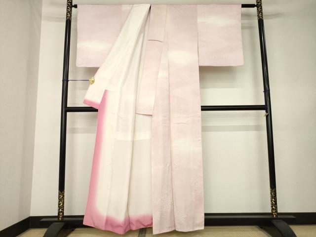 平和屋着物●上質な小紋　流水花地紋　暈し染め　正絹　逸品　AABK3144ck