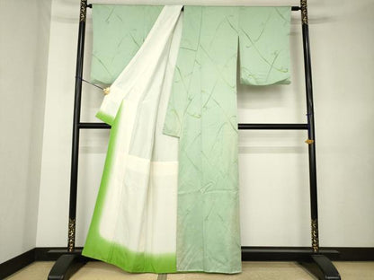 平和屋着物●上質な小紋　地紋起こし　立波文　正絹　逸品　AABK3146ck