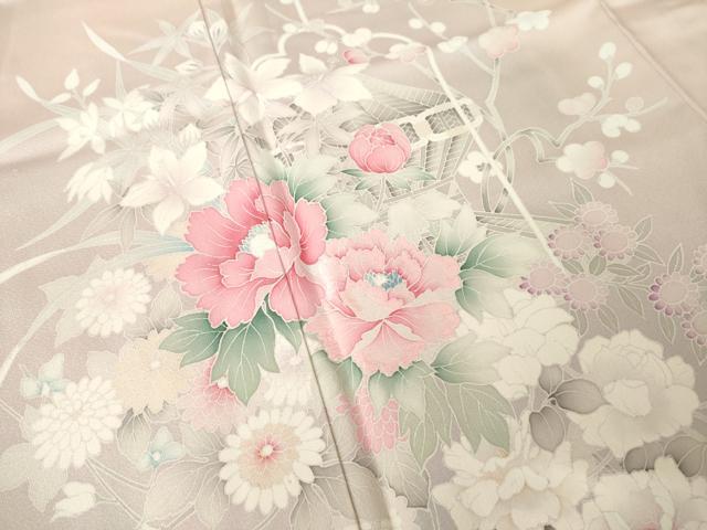 平和屋着物●訪問着　友禅　刺繍　飾花文　正絹　逸品　AABK3147ck