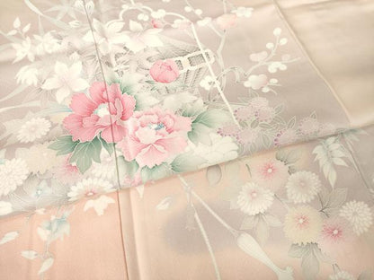 平和屋着物●訪問着　友禅　刺繍　飾花文　正絹　逸品　AABK3147ck