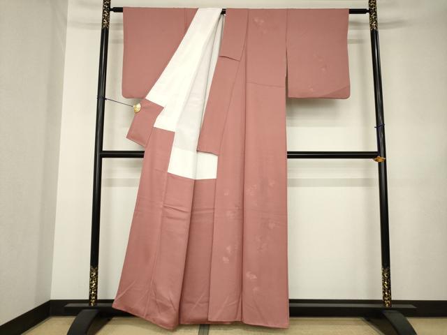 平和屋着物●無地絵羽訪問着　中国三大刺繍　汕頭刺繍　スワトウ刺繍　雪輪重ね地紋　蘇芳香色　正絹　逸品　未使用　AABK3148ck