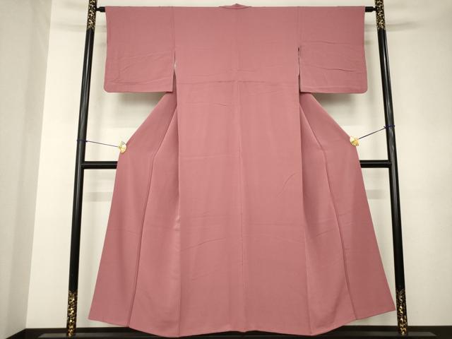平和屋着物●上質な色無地　蘇芳香色　正絹　逸品　AABK3153ck