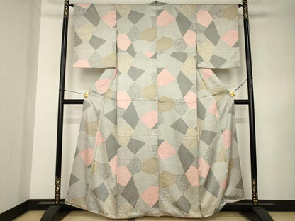 平和屋着物●上質な小紋　割付き文　正絹　逸品　AABK3154ck