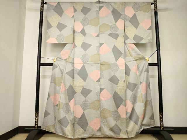 平和屋着物●上質な小紋　割付き文　正絹　逸品　AABK3154ck