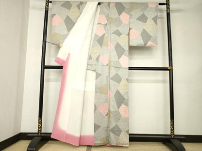 平和屋着物●上質な小紋　割付き文　正絹　逸品　AABK3154ck