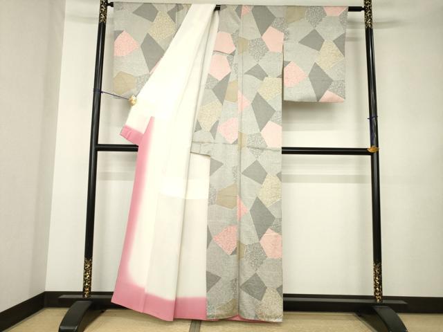 平和屋着物●上質な小紋　割付き文　正絹　逸品　AABK3154ck