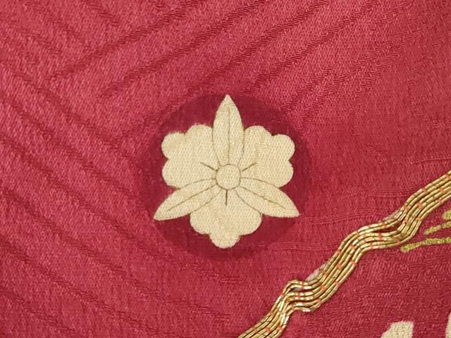 平和屋本店●アンティーク　大正ロマン　振袖　駒刺繍　地紙吉祥宝尽くし　正絹　逸品　AABK3156ck