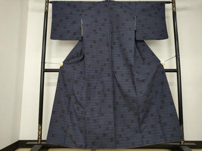 平和屋着物●結城紬　80亀甲　エ霞文　正絹　逸品　AABK3160ck