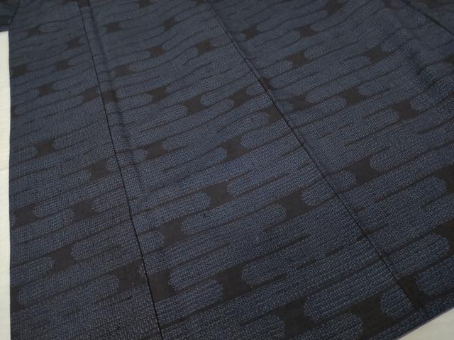 平和屋着物●結城紬　80亀甲　エ霞文　正絹　逸品　AABK3160ck
