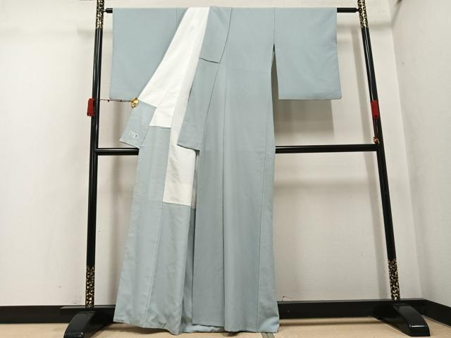 平和屋着物●洗える最高級着物　＜英＞はなぶさ謹製　色無地　柳鼠色　洗える着物　AABK3161ph
