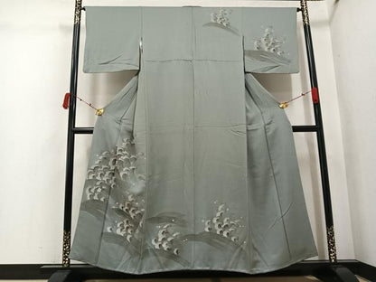 平和屋着物●訪問着　刺繍　立波文　金彩　正絹　逸品　AABK3163ph