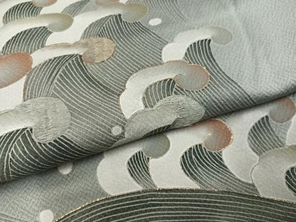 平和屋着物●訪問着　刺繍　立波文　金彩　正絹　逸品　AABK3163ph