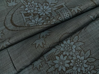 平和屋着物●本場大島紬　9マルキ　流水草花文　正絹　逸品　未使用　AABK3164ph