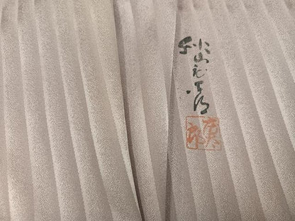 平和屋着物●写真家・秋山庄太郎　小紋　斜縞地紋　暈し染め　正絹　逸品　AABK3167ph