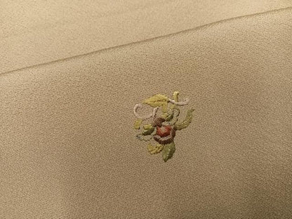 平和屋着物●上質な小紋　総刺繍　草花文　金糸　正絹　逸品　未使用　AABK3169ph