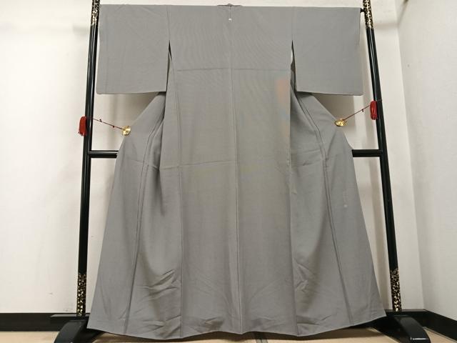 平和屋着物●伝統工芸師　服部光擴　江戸小紋　万筋　黒紅色×絹鼠色　正絹　逸品　AABK3174ph