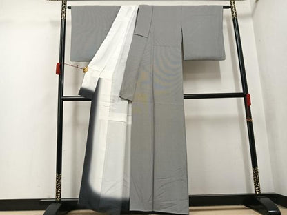 平和屋着物●伝統工芸師　服部光擴　江戸小紋　万筋　黒紅色×絹鼠色　正絹　逸品　AABK3174ph
