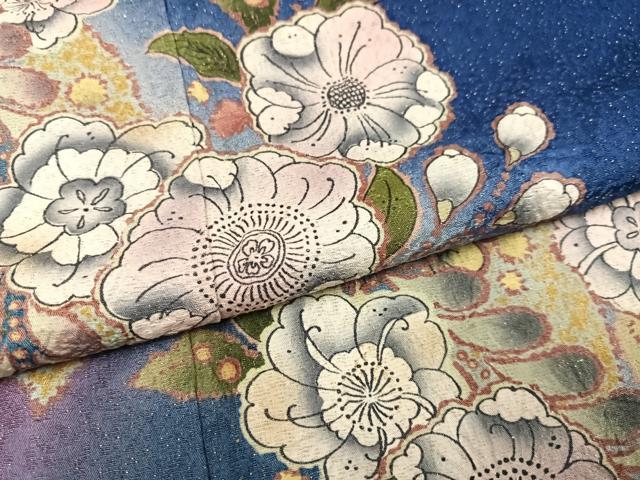 平和屋着物●豪華振袖　辻が花　絞り　暈し染め　金通し地　さが美扱い　正絹　逸品　AABK3175ph