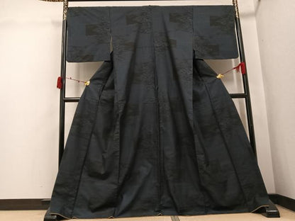 平和屋着物●本場大島紬　9マルキ　渡り橋樹林文　正絹　逸品　AABK3177ph
