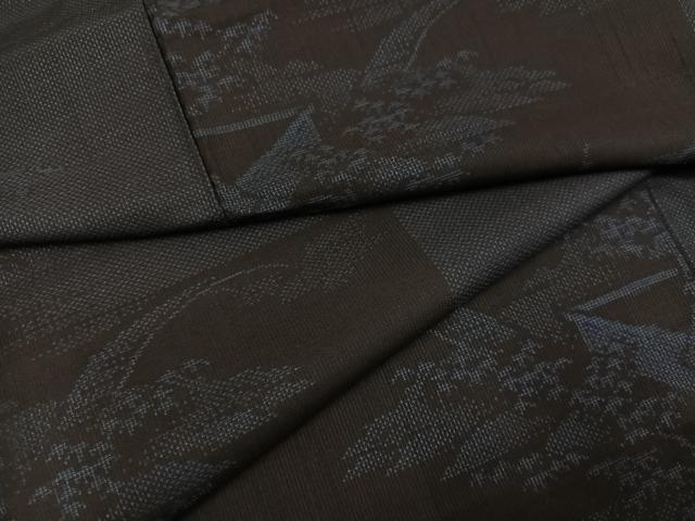平和屋着物●本場大島紬　9マルキ　渡り橋樹林文　正絹　逸品　AABK3177ph