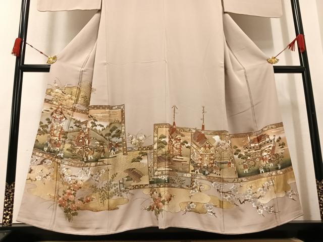 平和屋着物●豪華色留袖　総刺繍　中国三大刺繍　汕頭刺繍　スワトウ刺繍　祇園祭　金糸　正絹　逸品　AABK3179ph