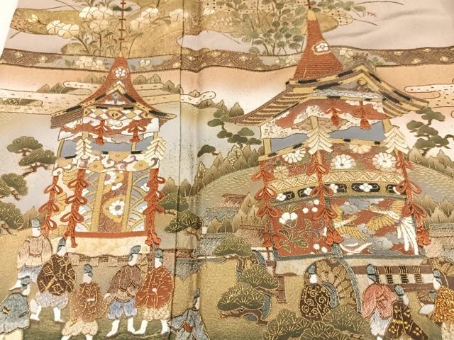 平和屋着物●豪華色留袖　総刺繍　中国三大刺繍　汕頭刺繍　スワトウ刺繍　祇園祭　金糸　正絹　逸品　AABK3179ph