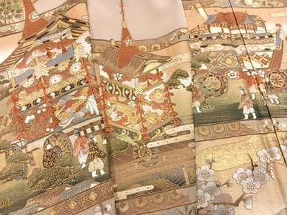 平和屋着物●豪華色留袖　総刺繍　中国三大刺繍　汕頭刺繍　スワトウ刺繍　祇園祭　金糸　正絹　逸品　AABK3179ph