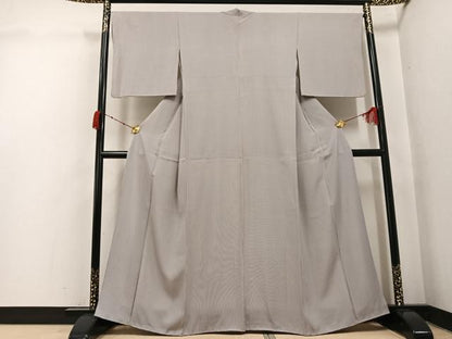 平和屋着物●伝統工芸士　廣瀬雄望　江戸小紋　万筋　黒紅色×絹鼠色　正絹　逸品　AABK3180ph