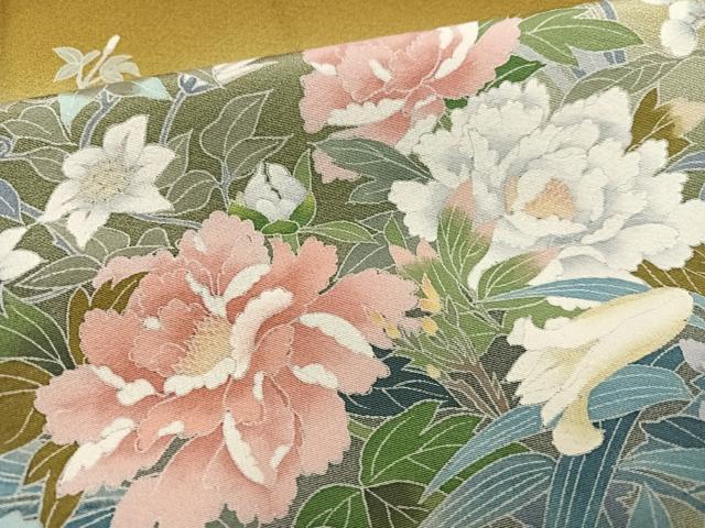 平和屋着物●訪問着　友禅　草花文　暈し染め　正絹　逸品　未使用　AABK3183ph